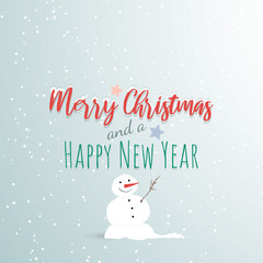 Merry christmas and new year background with snowman