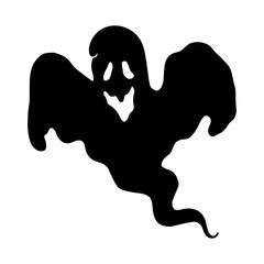 Spooky Halloween Ghost in White Background. Vector Illustration. - 298634942