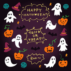 Hand Drawn Halloween Doodle. Spooky Items. Happy Halloween. Trick or Treat. Boo. Vector Illustration. - 298635101