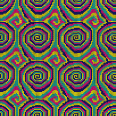 Seamless knitting pattern with swirl elements