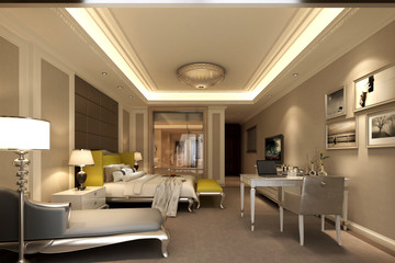 3d render hotel room
