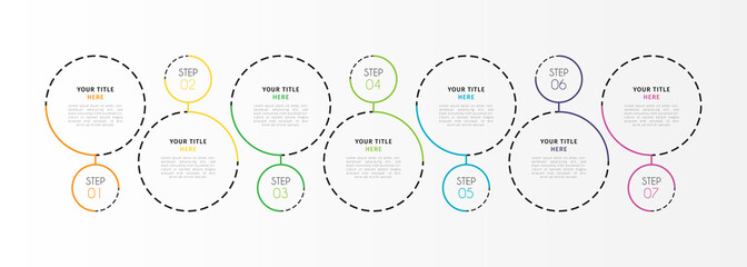 Business infographic element with 7 options, steps, number vector template design