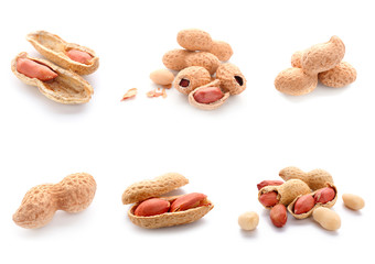 Tasty peanuts on white background
