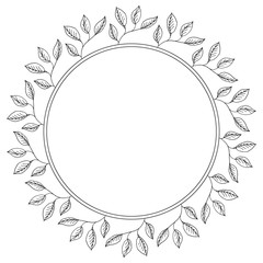Wreath of black flowers on a white background. Decoration for wedding cards. Space for your text. Beautiful invitation with ornament for celebration decoration design. Greeting card template