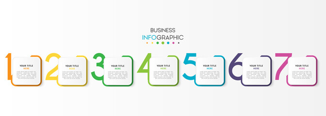 Fototapeta na wymiar Business infographic element with 7 options, steps, number vector template design