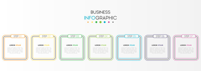 Business infographic element with 7 options, steps, number vector template design