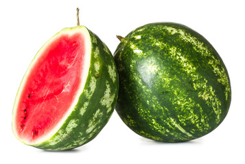 Sweet ripe watermelons on white background