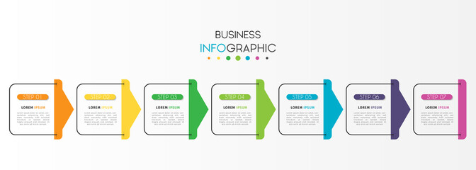 Business infographic element with 7 options, steps, number vector template design