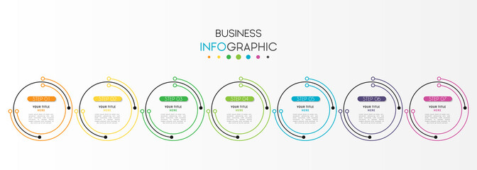 Business infographic element with 7 options, steps, number vector template design