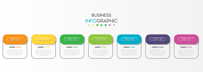 Business infographic element with 7 options, steps, number vector template design