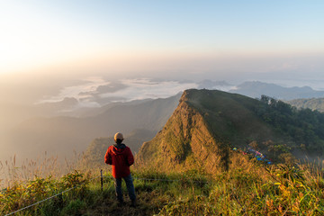 Fototapeta premium Hiking at Khao San Nok Wua, Kanjanaburi,Thailand