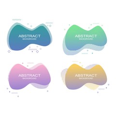 Set of modern fluid graphic elements. Dynamical colored forms and line. Gradient abstract banners with flowing liquid shapes. Template for the design of a logo, flyer or presentation