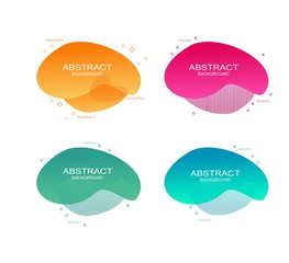 Set of modern fluid graphic elements. Dynamical colored forms and line. Gradient abstract banners with flowing liquid shapes. Template for the design of a logo, flyer or presentation