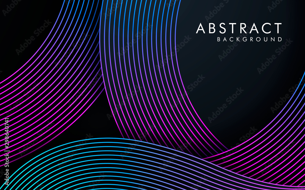 Fototapete dark abstract background with black overlap layers. texture with gradient line element decoration.