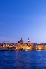 Fototapeta na wymiar City of Valletta in Malta at Dusk