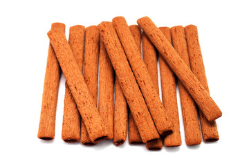 bamboo cookies lies on a white background, close-up