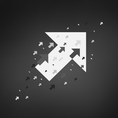 design of a template with black grey and white arrows in one direction, can be used for covers, brochures, printing materials. Stock Vector illustration isolated on black background.