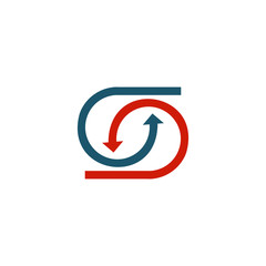 Looping connection synchronization or exchange arrows. Stock Vector illustration isolated on white background