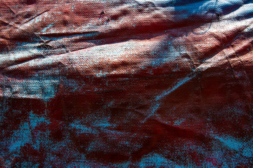 Dirty and Peeled Canvas, Abstract art background, multicoloured brushstrokes of paint, Close up and...