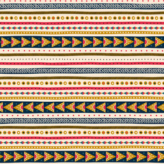 Seamless pattern with ethnic ornamental colourful stripes