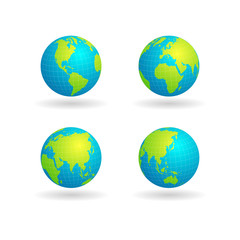 Vector design of a globe map with grid isolated white background