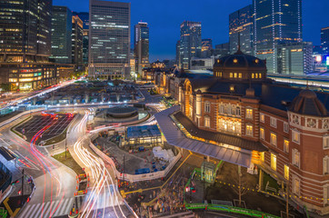 Tokyo station at night