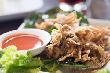 Fried crispy mushroom served with dip sauce