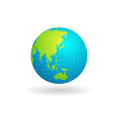 Asia continent's globe vector design isolated white background