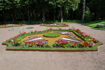 Flowerbed at the Italian house in the estate Kuskovo. Moscow, Russia