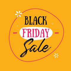 Black Friday Sale vector Banner. Promo poster template, Special price offer, november discount on yellow background