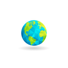 low poly globe design map of continental america isolated white background