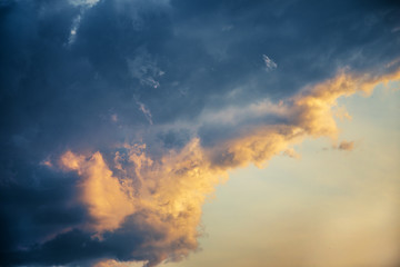Colorful dramatic sky with cloud at sunset