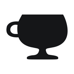 A black and white silhouette of a coffee cup