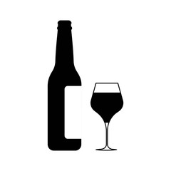 Bottle and glass of beer icon. Beer and pub, bar symbol. UI. Web. Logo. Sign. Flat design. App.Stock vector