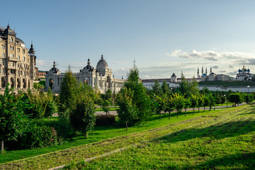 Fototapeta na wymiar The Agricultural Palace view on the embankment of Kazanka near the Kremlin, Kazan, Russia