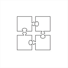 Puzzles linear drawing vector. Pieces of puzzle outline vector. 