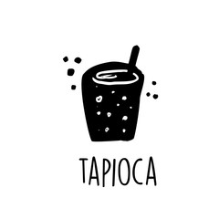Tapioca. Vector hand drawn illustration of popular bubble tea.