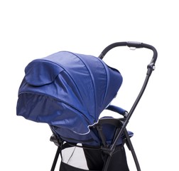 The blue pushchair isolated on white background