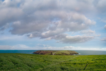 Fototapeta premium Panoramic view of Old Head of Kinsale with lighthouse