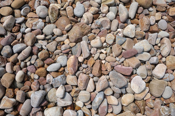 Seashore scree or Pebbled beach background.