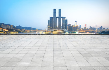 Obraz premium Panoramic skyline and buildings with empty concrete square floor,chongqing,china