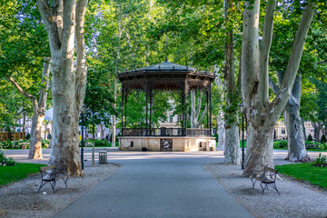 French pavilion at  green Zrinjevac Park, Zagreb, Croatia, popular touristic destination