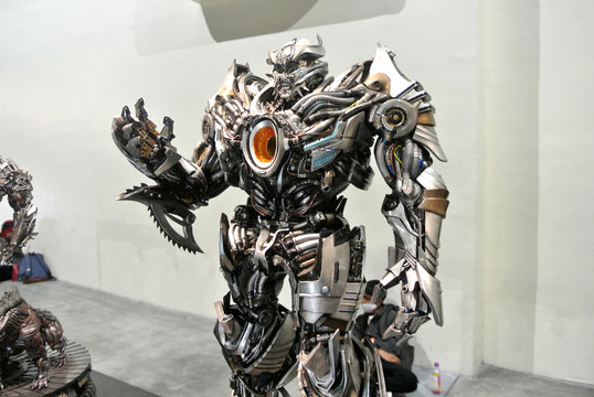 KUALA LUMPUR, MALAYSIA -APRIL 07, 2018: Megatron action figure of fictional character in the Transformers franchise. Antagonist character leader the Decepticons. Display for pubic by collector.