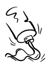 A small tube of toothpaste squeezes out the paste. Hand-drawn