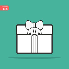 Illustration of gift box icon o background. Christmas gift icon illustration vector symbol. Present gift box icon. Package in gift wrap, vector eps10 - box icon