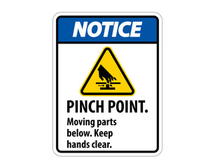 Notice Pinch Point, Moving Parts Below, Keep Hands Clear Symbol Sign Isolate on White Background,Vector Illustration EPS.10