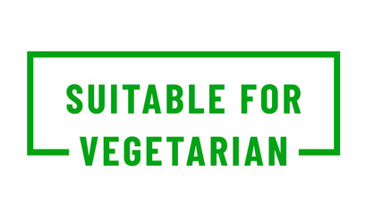 Suiatable for vegetarian icon. Organic, bio, eco symbol. No meat, vegetarian, healthy and nonviolent food. Rectangular green vector illustration for stickers, labels and logos