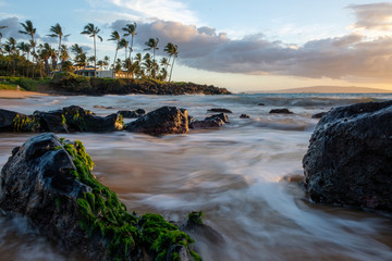 Serene coast of Maui, Hawaii during sunset