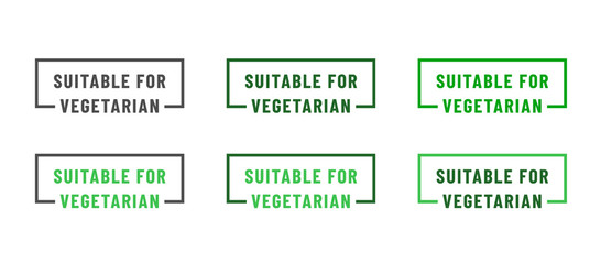 Suiatable for vegetarian icons. Organic, bio, eco symbols. No meat, vegetarian, healthy and nonviolent food. Rectangular green vector illustrations for stickers, labels and logos