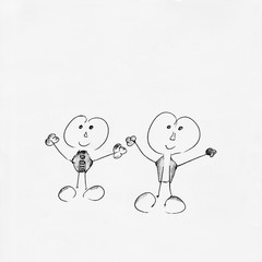 People friendship concept with Stick figures - Drawing